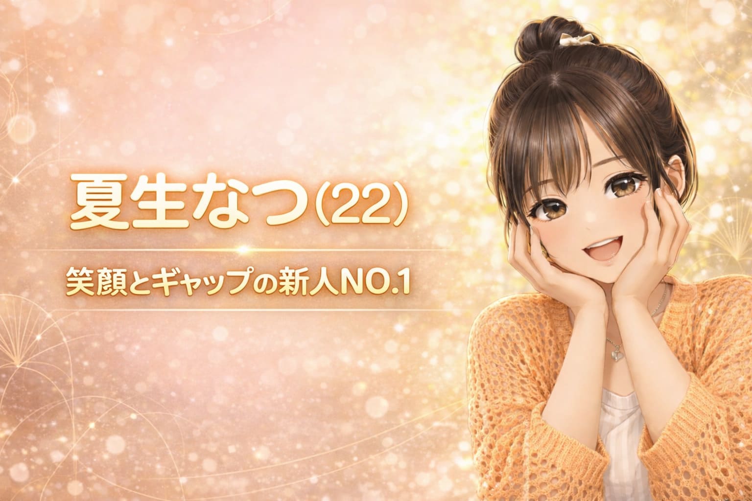 夏生なつ（22）の人物像まとめアイキャッチ。笑顔とギャップが魅力のS1デビュー新人を紹介するアニメ風バナー画像。