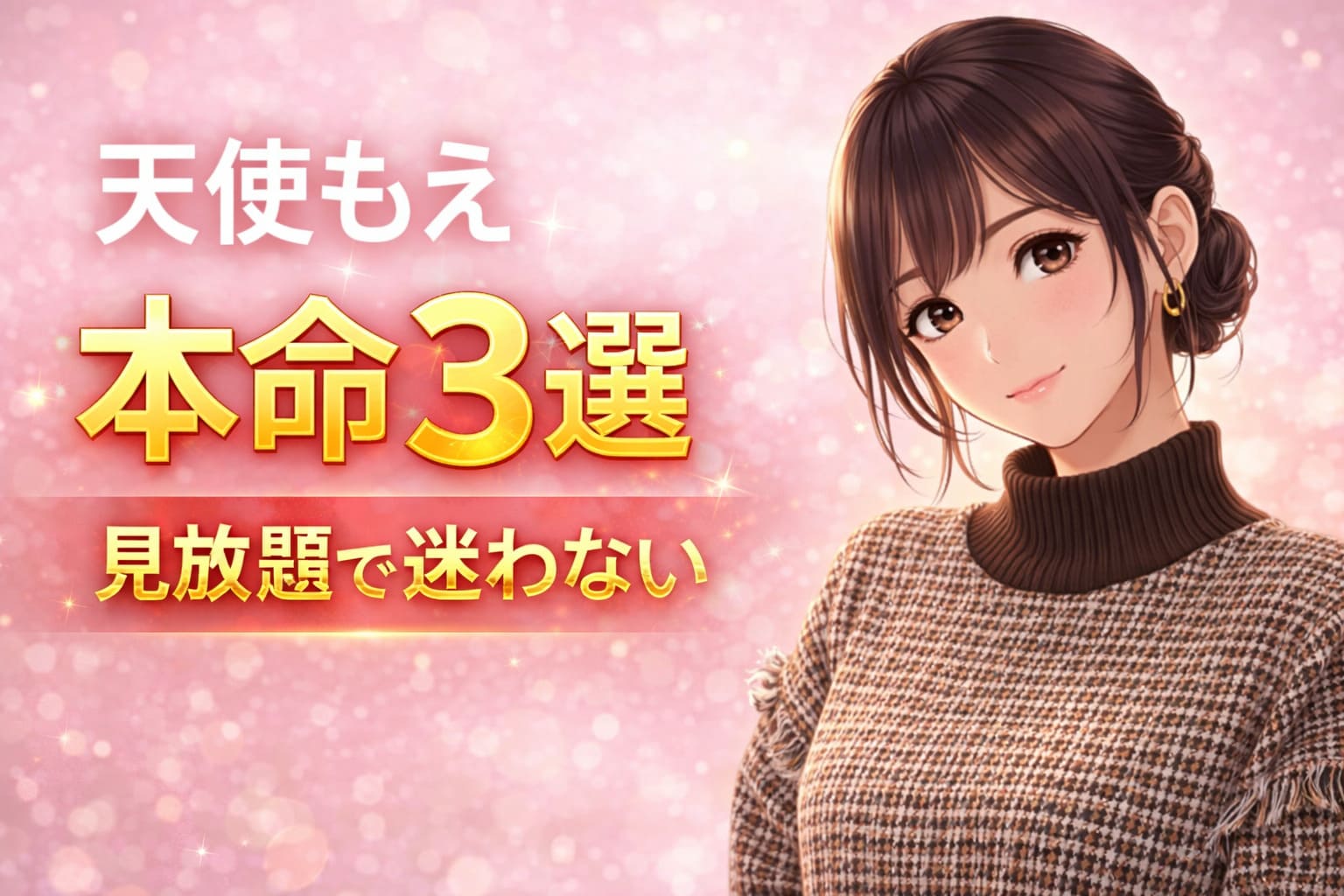 天使もえの本命3選を見放題で迷わないよう紹介するアニメ調アイキャッチ画像