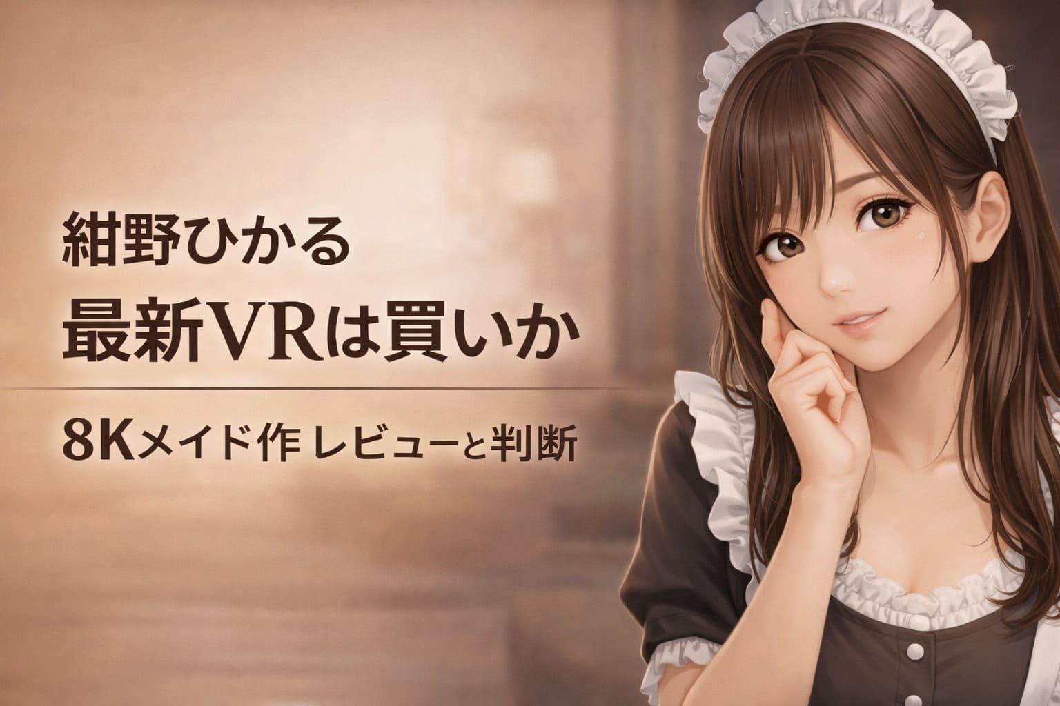 紺野ひかる 最新VRは買いか 8Kメイド作 レビューと判断 と表示されたアニメ風アイキャッチ画像