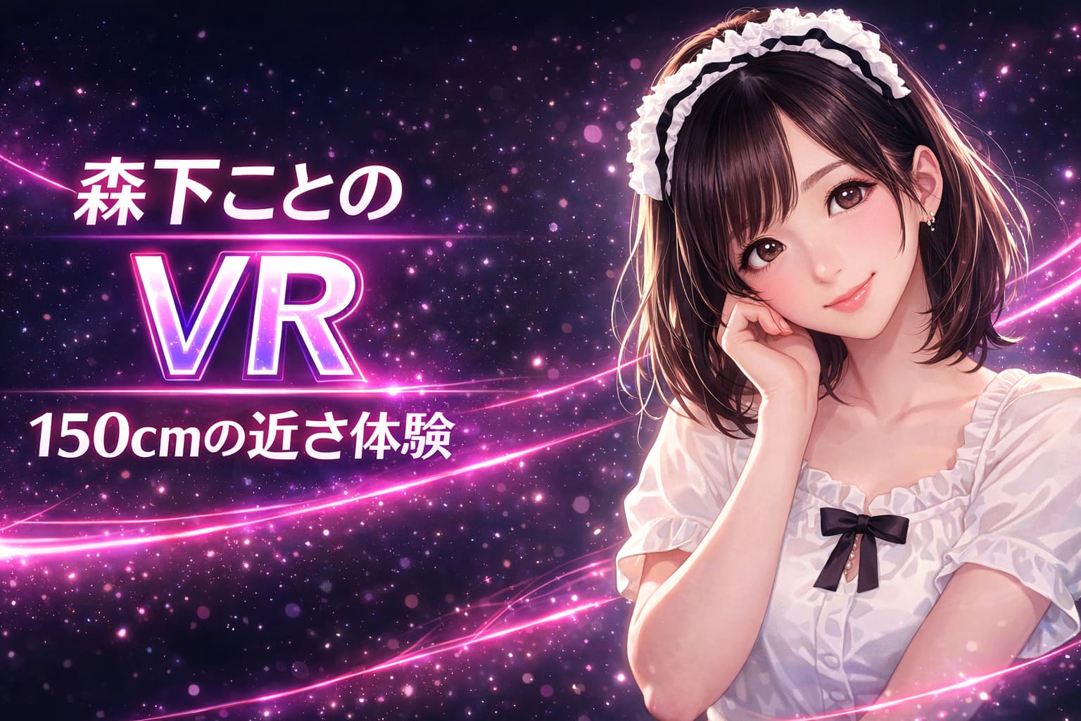 森下ことのVR 150cmの近さ体験を訴求するアニメ風ヒロイン入り横長アイキャッチ画像