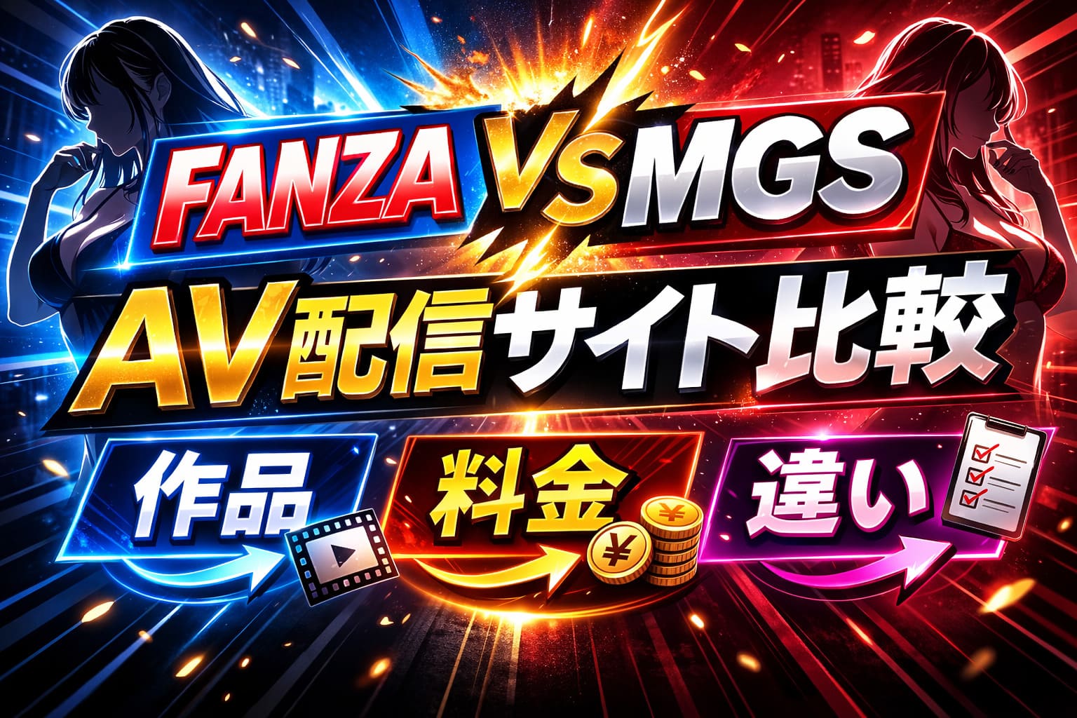 FANZAとMGSの違いを比較したAV配信サイト比較アイキャッチ画像