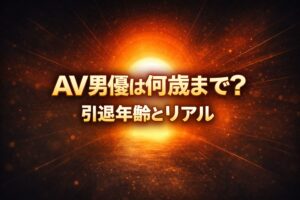 AV男優は何歳まで続けられるのか、引退年齢のリアルをテーマにトンネルの光でキャリアの終わりを表現したアイキャッチ画像